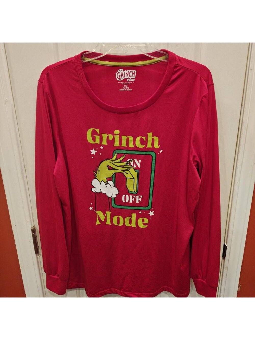 The Grinch Shirt Mens Large Red Grinch Mode Christmas Graphic Long Sleeve